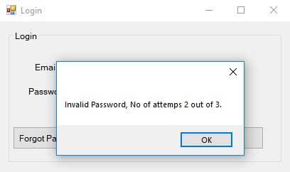 Advance Login System-frmLogin-Invalid Password Attempt2