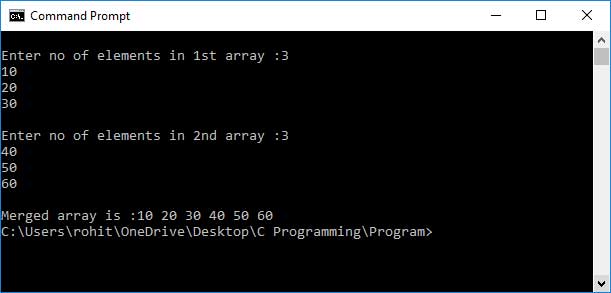  Merging Unsorted Array Output In C Programming